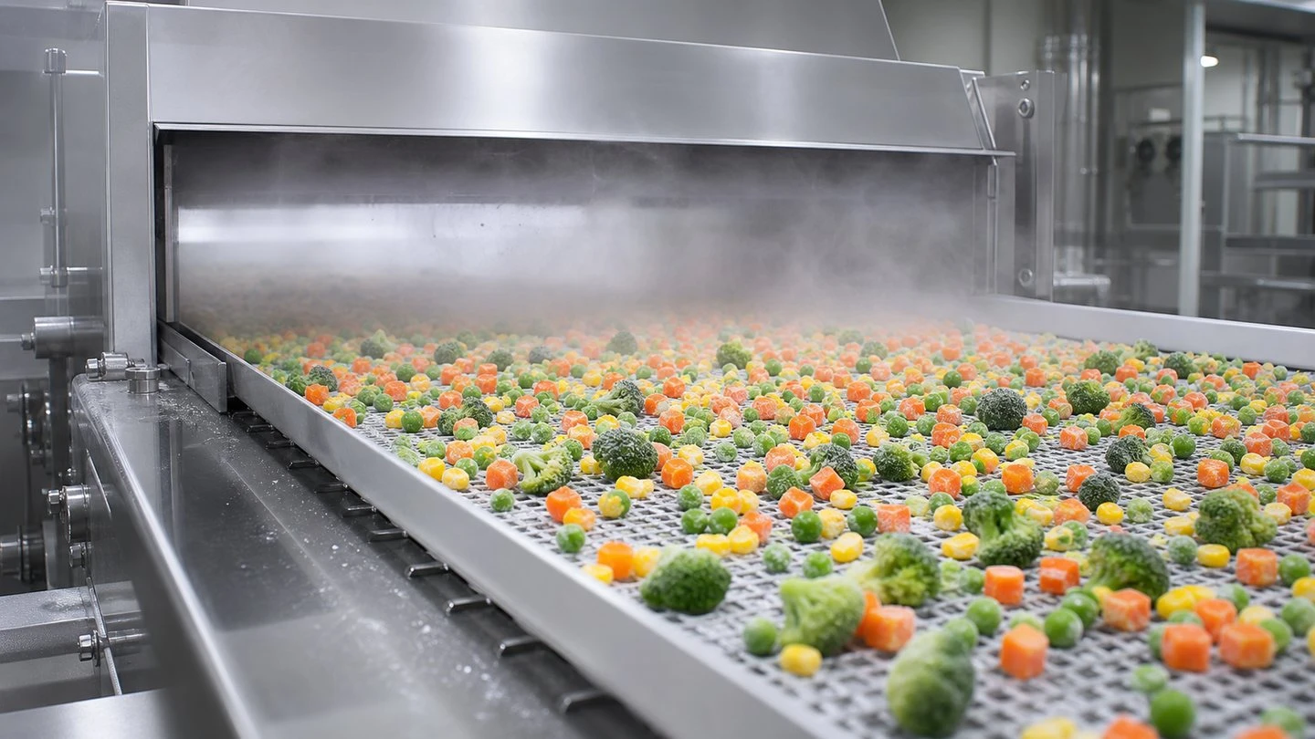 IQF tunnel freezer product scene
